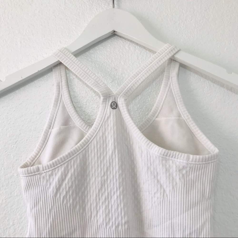 Lululemon White Ribbed Racerback Tank Top 4 - Picture 4 of 6
